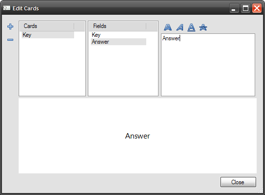 Edit Cards Dialog