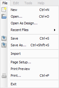 Flash Card Master File menu.