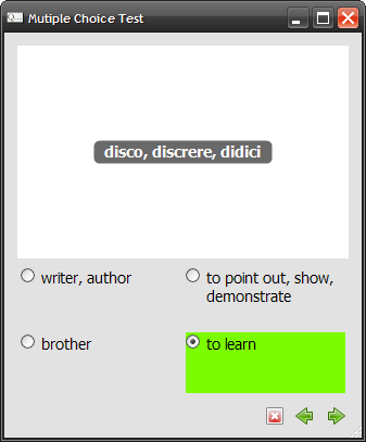 Multiple Choice Test Dialog